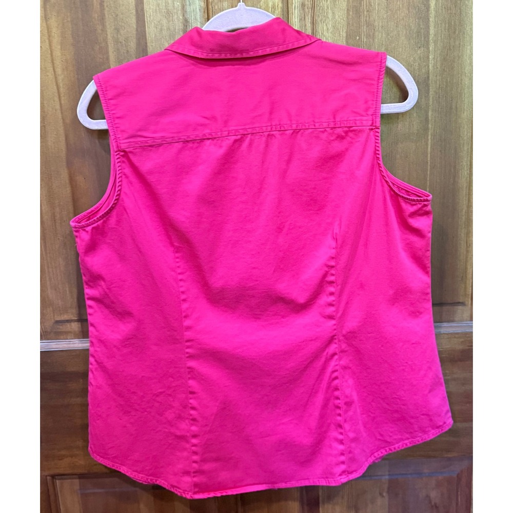 Van Heusen Studio‎ Womens XL Red Sleeveless Button Down Stretch Cotton Shirt - Picture 4 of 6